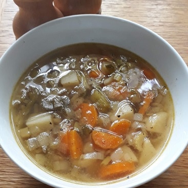Picture of my winter vegetable soup from the slow cooker as one of my five frugal things this week