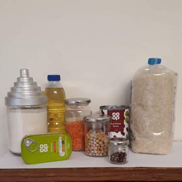 Picture of my food weighed out for the Ration Challenge in support of refugees