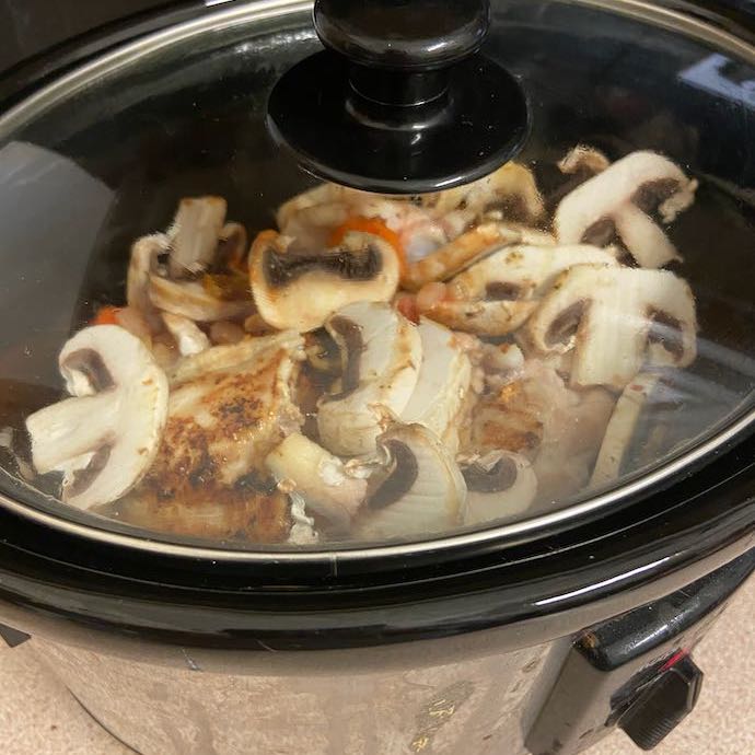 Picture of chicken and mushroom casserole in my slow cooker